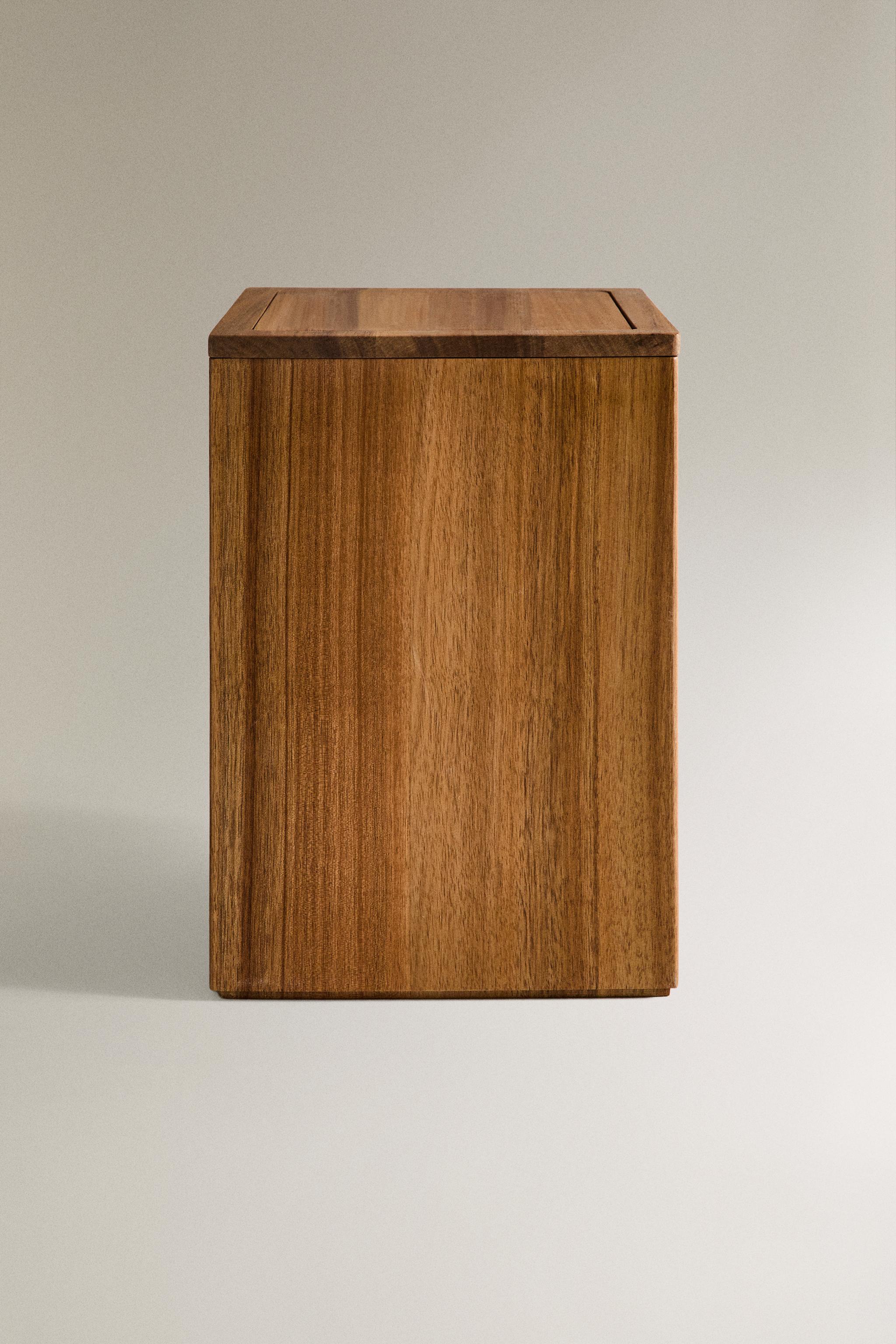 CORBEILLE À PAPIER CARRÉE SALLE DE BAIN BOIS GRAND FORMAT